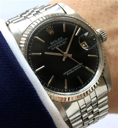 rolex datejust black dial on wrist|rolex datejust black dial vintage.